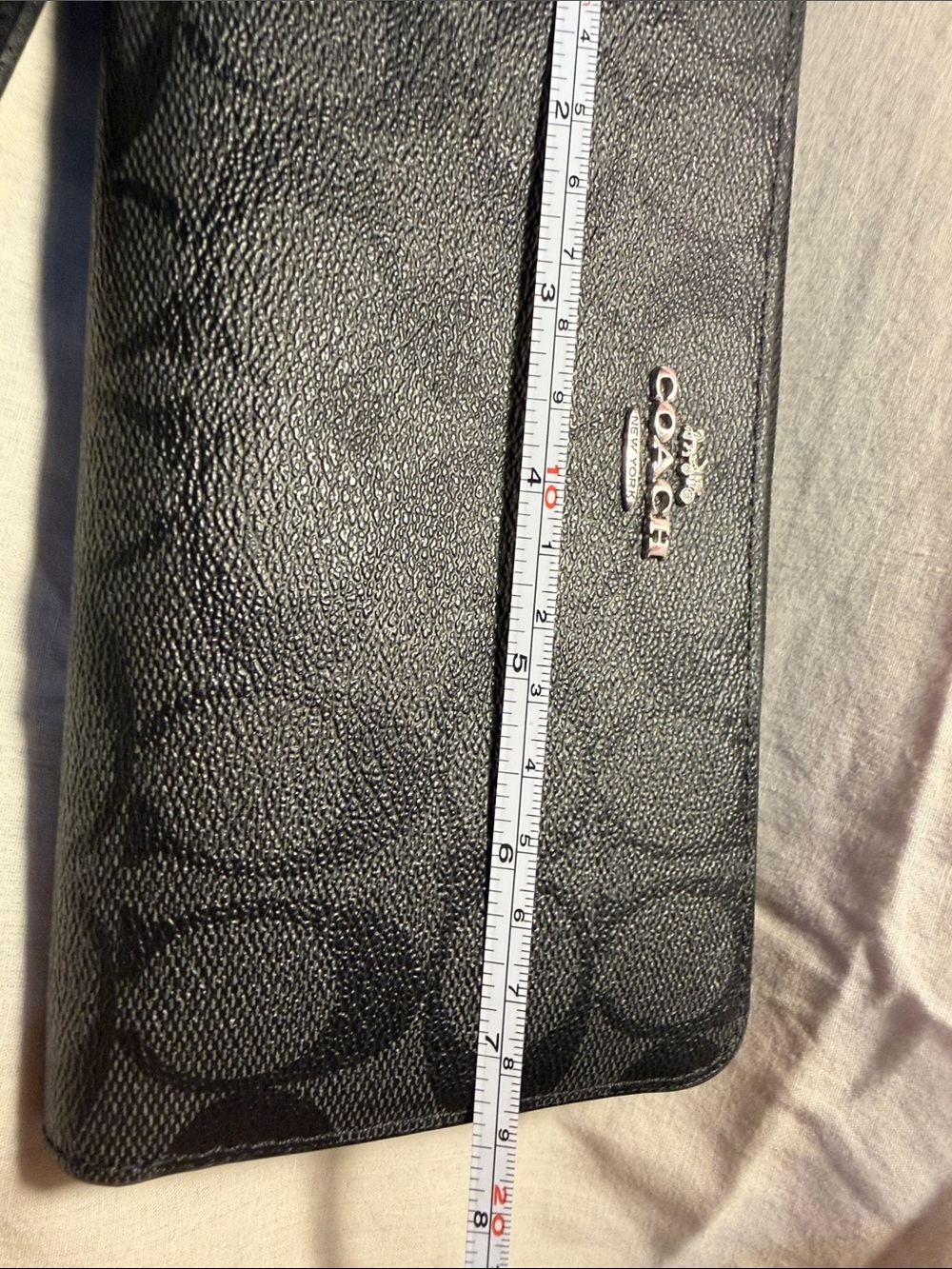 Coach Black Signature Zip-Around Wallet with Silver Hardware - Picture 11 of 12